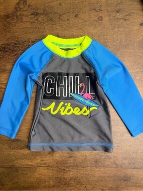 ⭐️5 for $20⭐️ George Long-Sleeve Rash Guard Swim Shirt - Blue, Gray & Neon 6-12M
